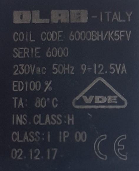 OLAB 6000/9000 Magnetspule für Magnetventil 3/8" Messing, 1/2" Messing, 3/4" Messing, 1" Messing