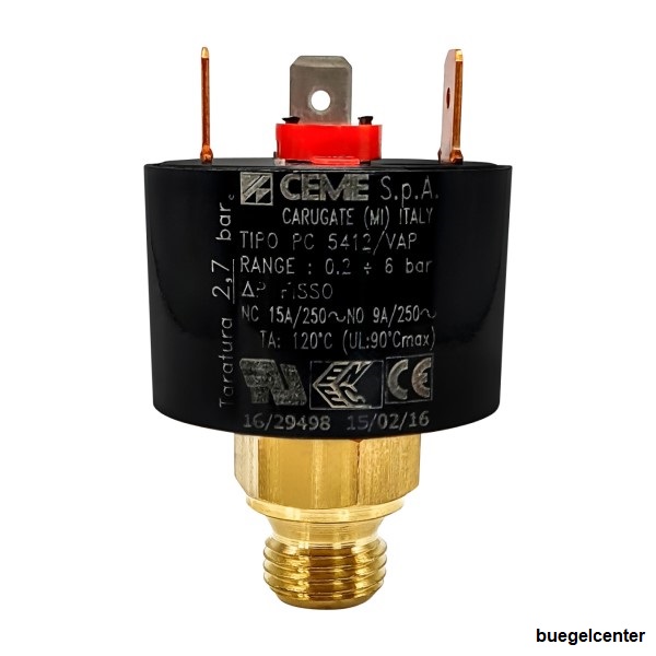 CEME 5411 Druckschalter G1/4“, 0,2-6,0 bar einstellbar, Voreinstellung 2,7 bar Ersetzt Ceme 5412